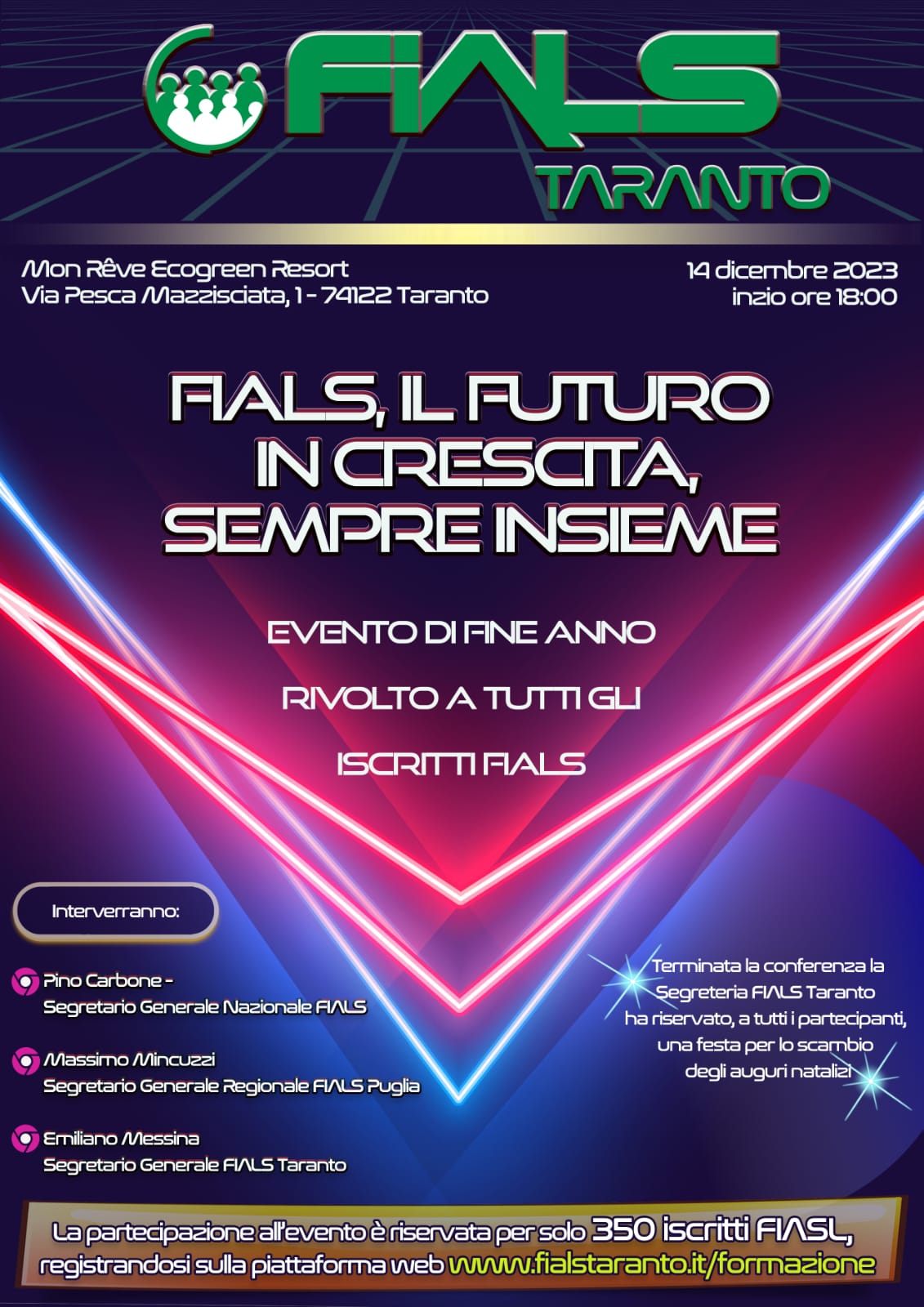 Evento formativo di fine anno rivolto a tutti gli iscritti alla FIALS TARANTO